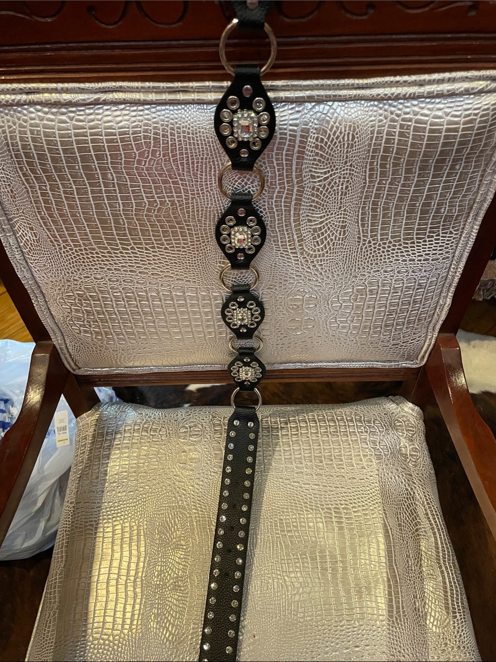 Black Rhinestone Studded Women's Accessory Belt NWT